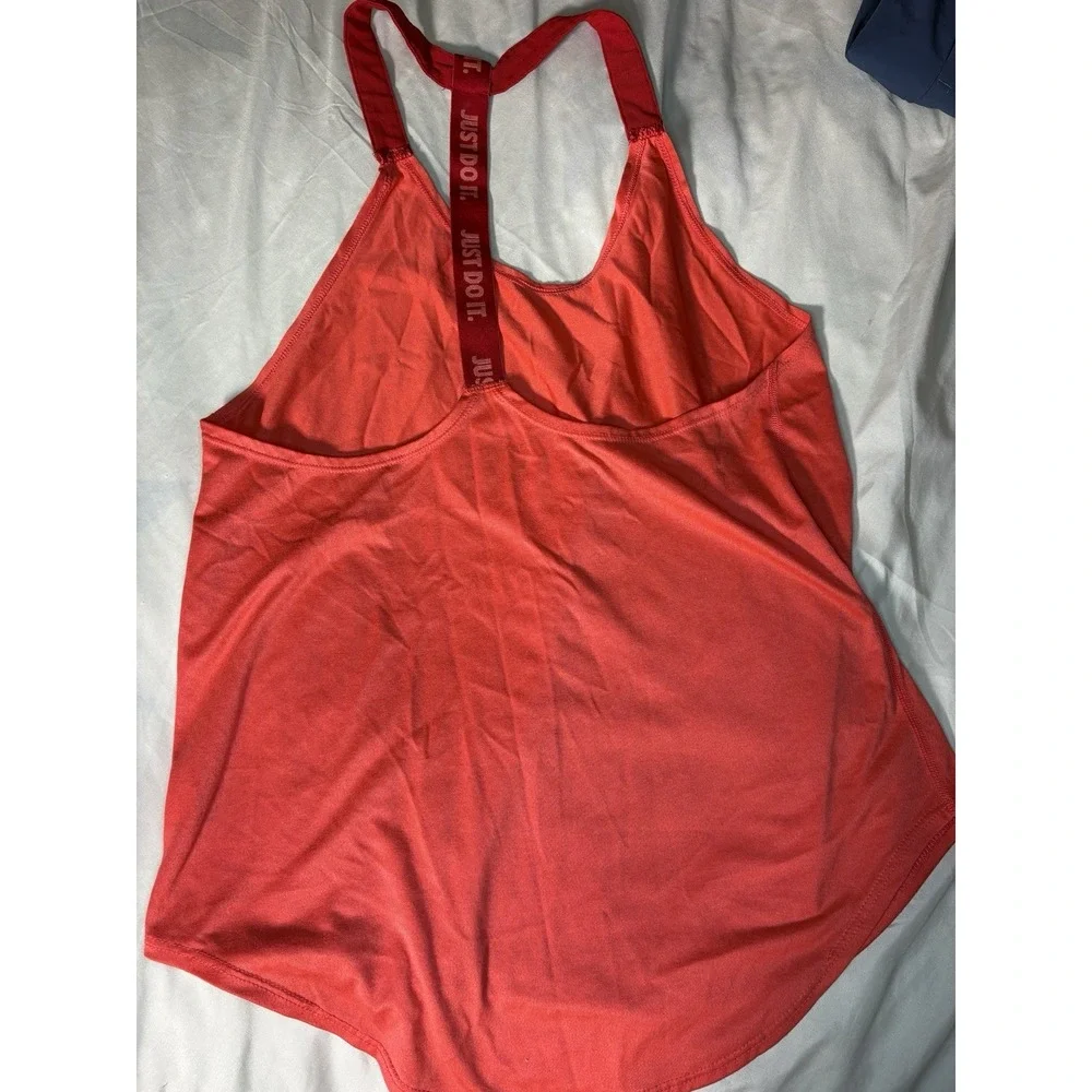 Nike Dri Fit Tank Top Women S Red Orange Racerback Logo Shirt
